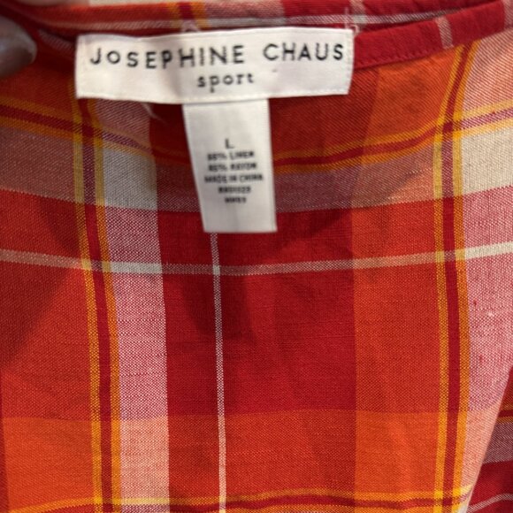 Vintage Josephine Chaus Sport Red and Orange Plaid Wrap Skirt EUC - Picture 6 of 9